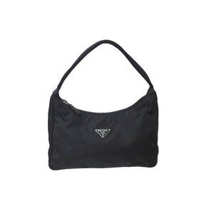 Prada Hobo Handbag One Shoulder Triangle Logo Black